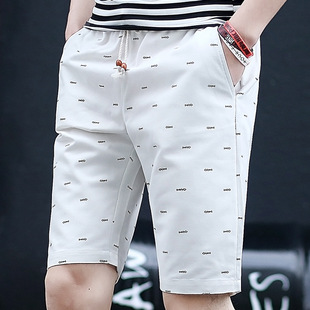 Summer Men's Shorts, Mid-Pants, Pure Cotton, Loose, Casual, Fashionable Beach Pants, Men's Large Size Trendy Five-Quarter Pants in Stock