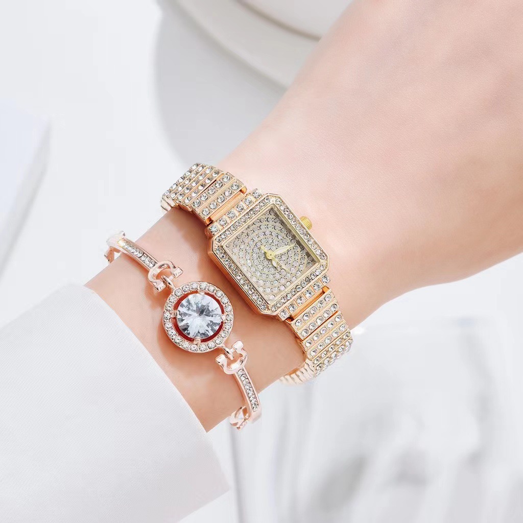 Orologio da donna di vendita calda, orologio al quarzo con diamanti quadrati in cristallo lucido, adatto per scatola regalo, orologio da studente alla moda, tutto in uno_voghion.com