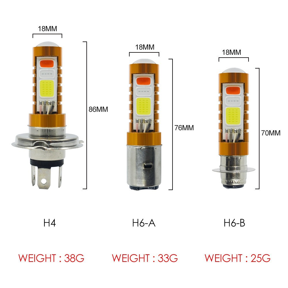 Car LED decoder, three-color COB fog lights, H4 motorcycle lights, H4 H6, dual-claw design, high-brightness modified front headlight bulbs