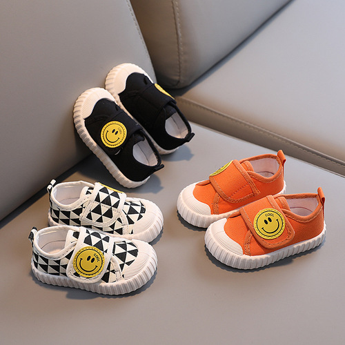Solid Soft Bottom Baby Shoes Boys and Girls Breathable Canvas Shoes Non-Slip Toddler Shoes Velcro Single Shoes Children's Casual Shoes