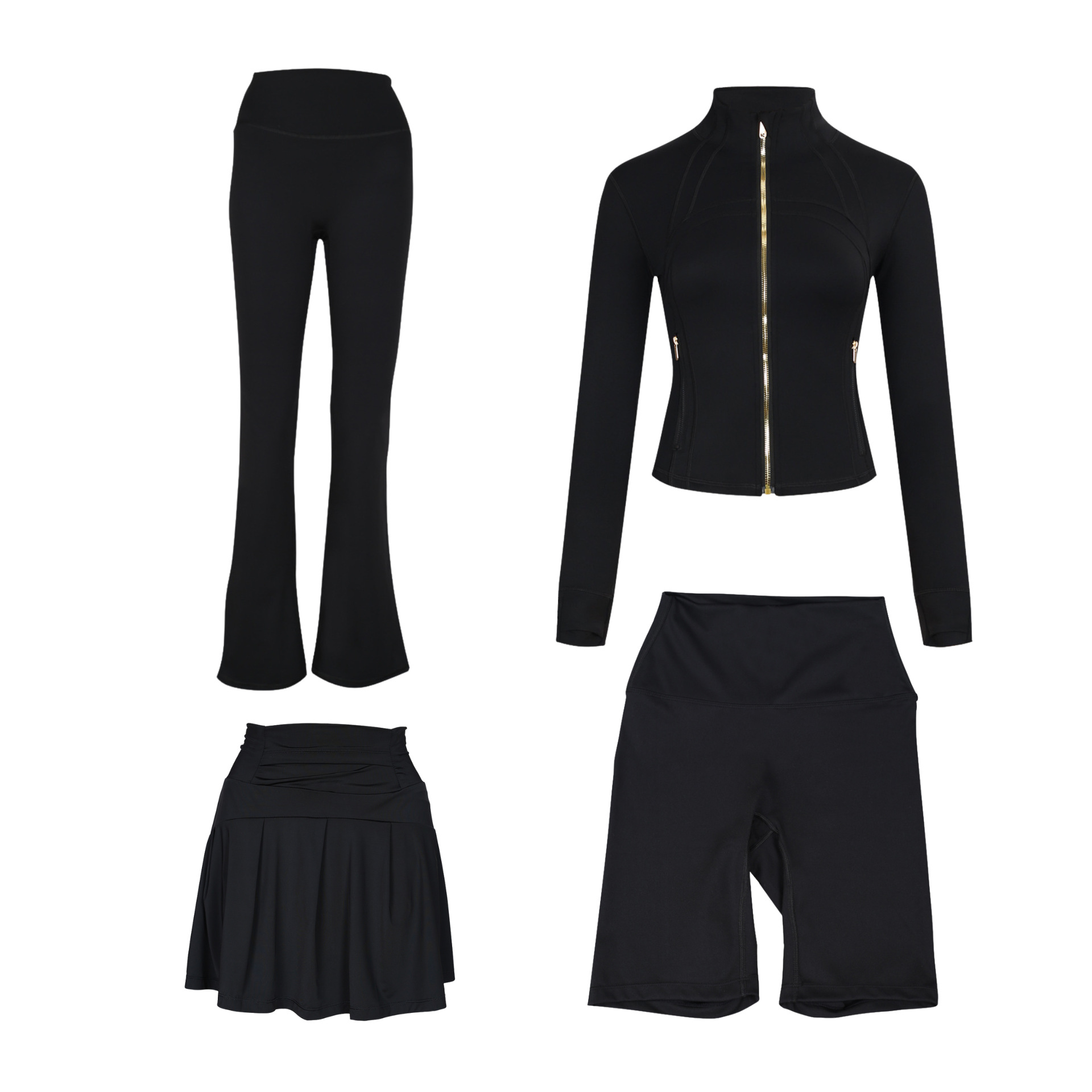 Women's Slim Fit Elastic Active Set With Jacket And Skirt_voghion.com