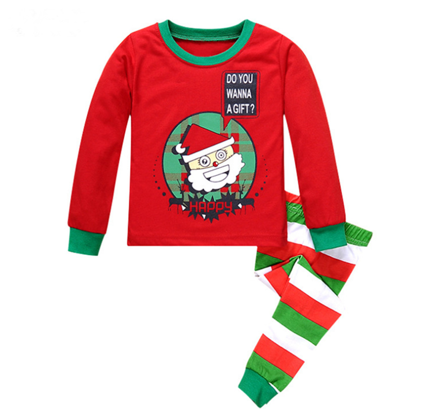 New Products Christmas Celebration Home Clothing Children's Pajamas Cartoon Set Cotton Autumn And Winter Long Sleeve Trousers Set