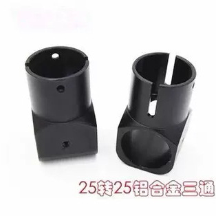 起落架25转25铝合金方三通 固定脚架横竖25管脚架连接件