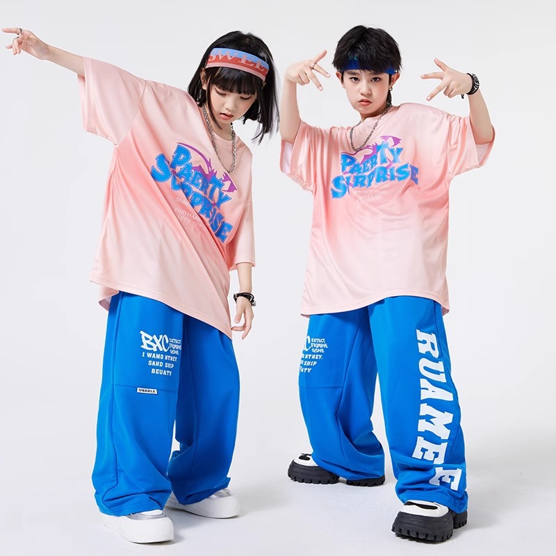 Hip-Hop Street Dance Children's Fashion Clothes Boys Performance Clothes Fashionable Girls Jazz Dance Clothing HIPHOP Performance Clothes Summer