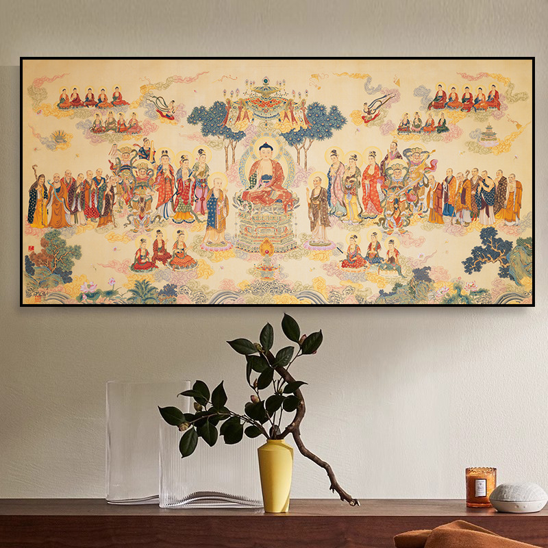 Western Erarest Hanging Painting Full Buddha Painting Decorative Painting Sakyamuni Thangka Mural Amitabha Buddha Bodhisattva Buddha