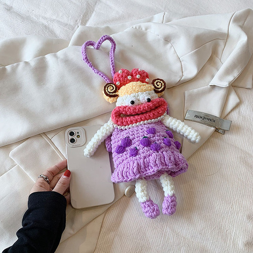 网红钩织包包女成品包新款网红针织香肠嘴大嘴妹单肩斜挎手机包