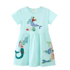 ジュンピンカの夏服の女の子のワンピースの新型2025欧米の子供のスカートの半袖の女性の子供服