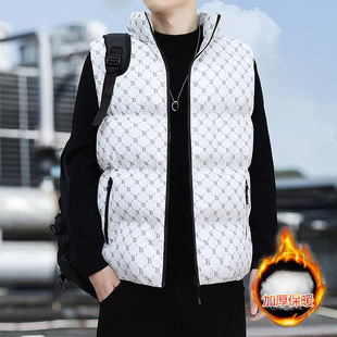 Cloud 2024 Autumn and Winter New Style Down Collar Cotton Vest Men's Double-sided Trendy Brand Sleeveless Ware Jacket