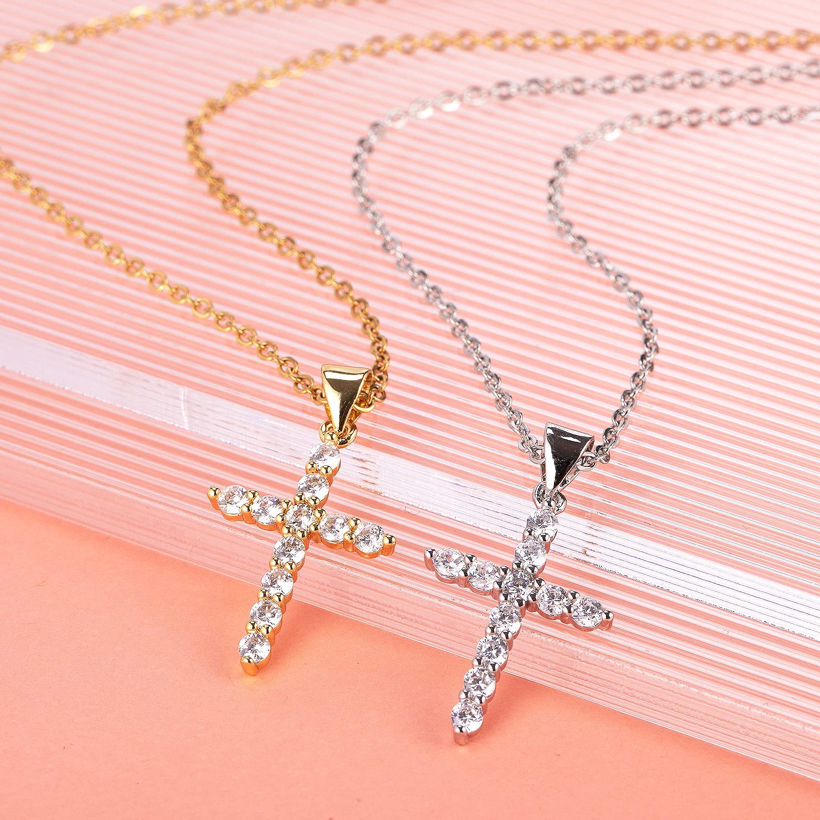Wholesale Jewelry IG Style Cross Crown Copper Zircon 14K Gold Plated 18K Gold Plated Plating Inlay Pendant Necklace display picture 1
