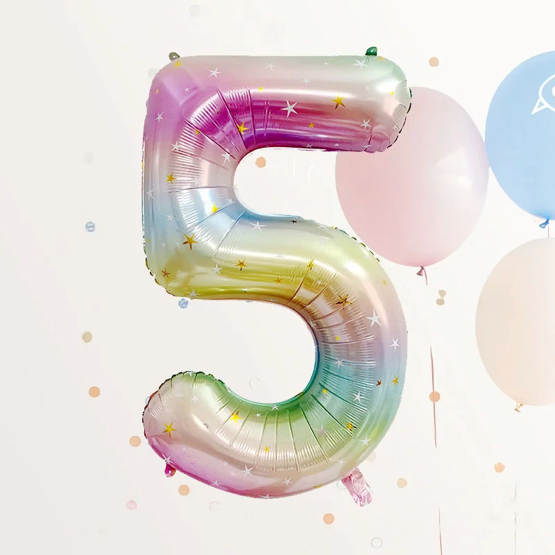 跨境亚马逊40寸美体数字彩虹星铝膜气球精装生日派对布置套装批发|undefined