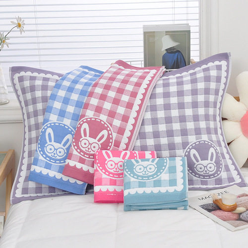 Pillow towel pure cotton three-layer gauze adult and child cotton household couple thickened sweat-absorbent pillow towel manufacturer wholesale