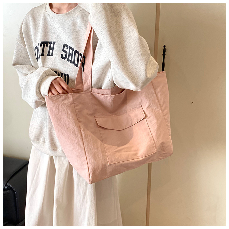 Cross-border laid-back style nylon bag for women 2025 new casual large-capacity shopping handbag, simple and lightweight single-shoulder bag undefined