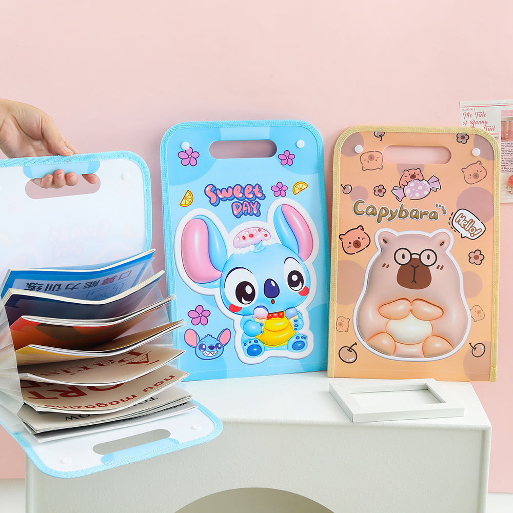 Clasificación de asignaturas Carpeta de papel de prueba Kapibara a4 Carpeta multicapa Estudiantes con inserción de papel de prueba de clasificación de secundaria secundaria secundaria