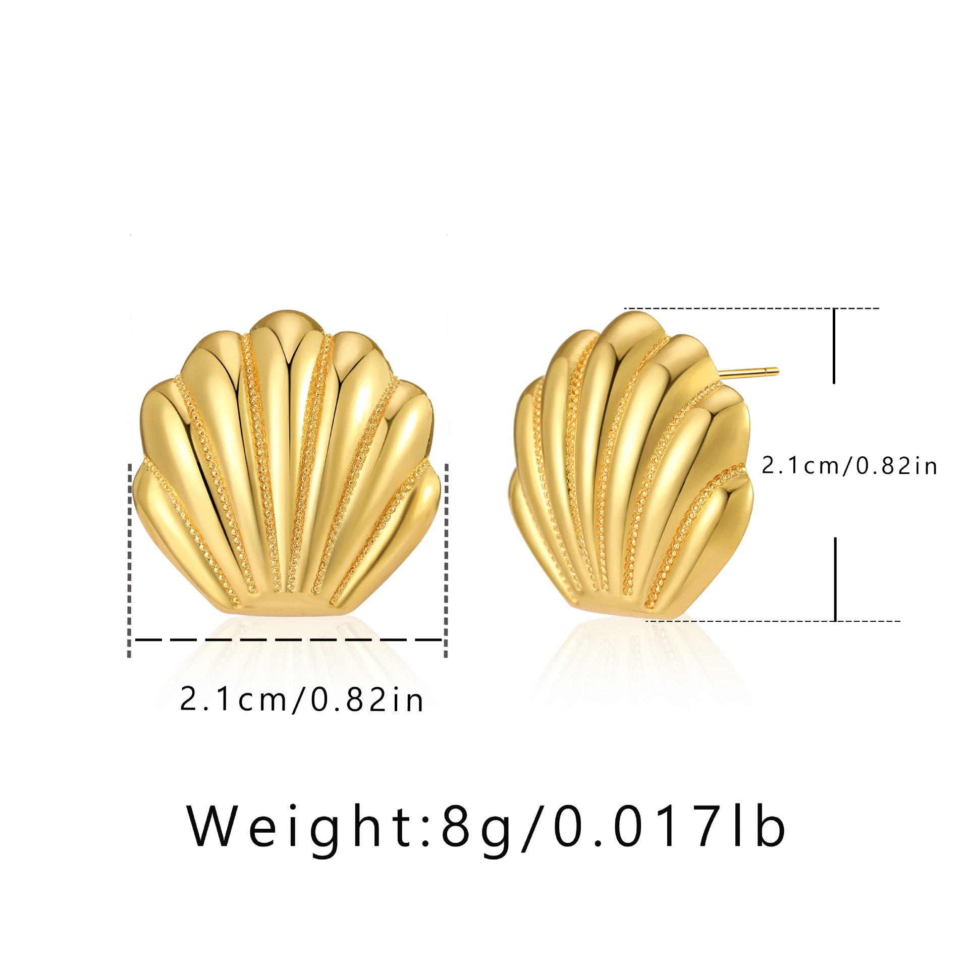 12g Weight 18K Gold Plated Plating Material Artificial Gemstones Inlay Material Ear Studs Classification 1 Pair Elegant Retro Shell Plating Inlay Copper Artificial Gemstones 18k Gold Plated Ear Studs