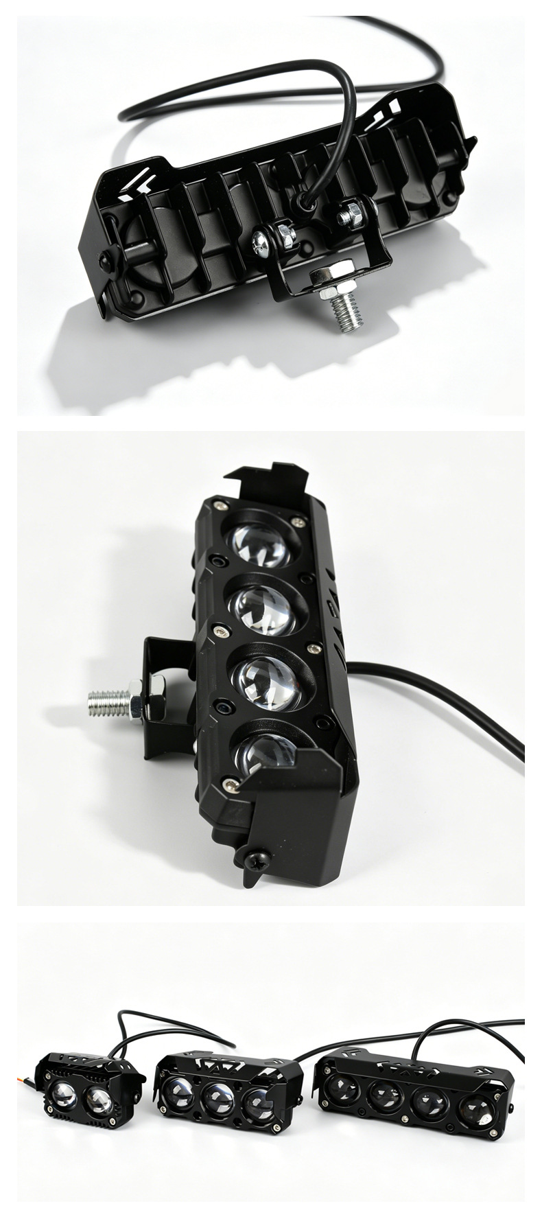 One-Piece Hooded Front Headlight for Electric Vehicles, Strong Light with Lens, Suitable for Motorcycle Modification, High and Low Beam, Usable for Three-Wheeled Vehicles