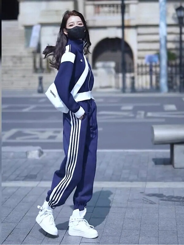 工場店2025年新型ネット赤ファッションカジュアル運動服セット女子春秋長袖長ズボン2セット|undefined
