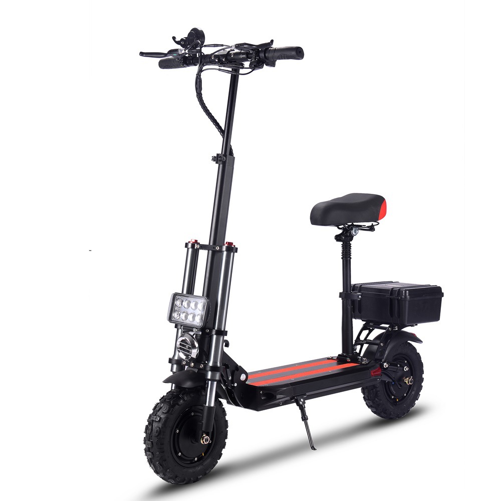 11 pulgadas doble barra gran amortiguador doble luz de reflector off-road neumático ancho scooter eléctrico de doble conducción vehículo eléctrico plegable adulto