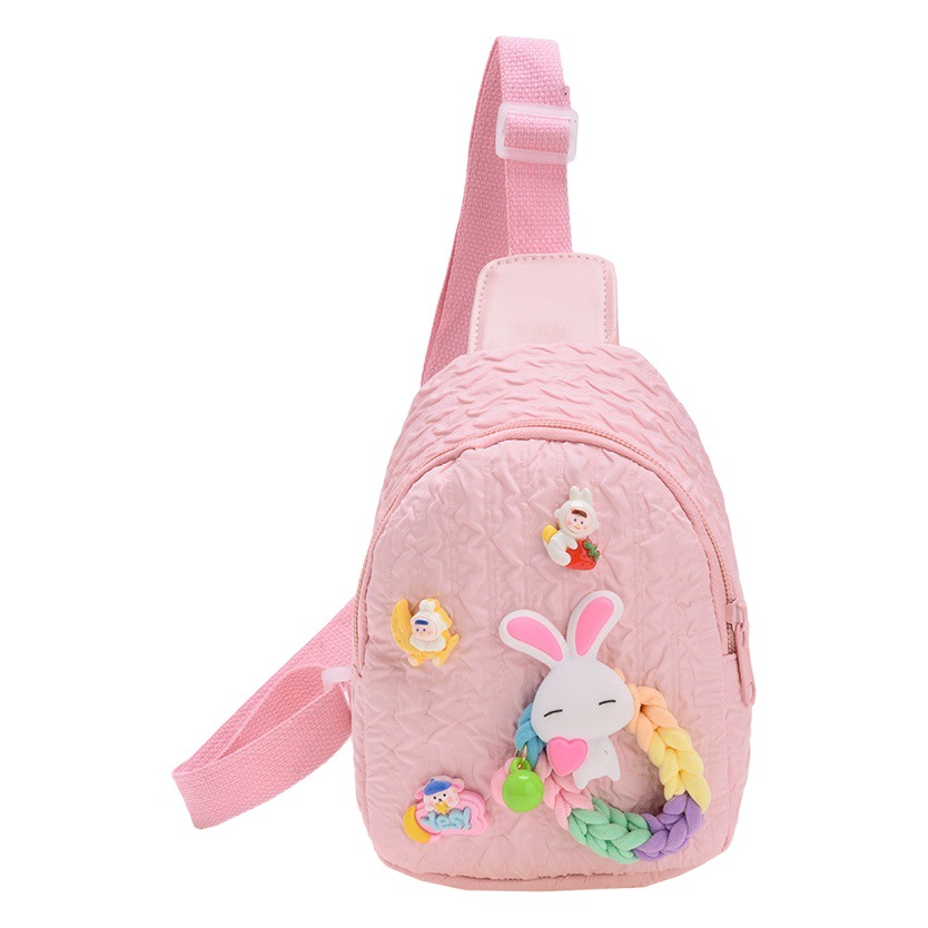Spring and Summer New Nylon Shoulder Bag Children's Fun Cute Rabbit Crossbody Bag Cartoon Fashion Macaron Children's Chest Bag
