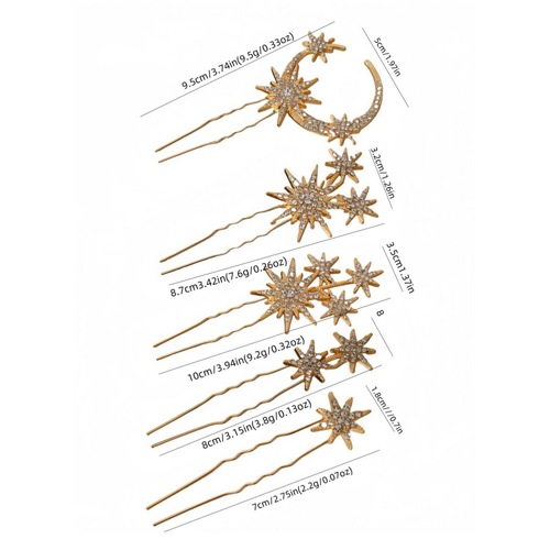 New Style Versatile Creative Set of Hair Accessories Simple Geometric Moon and Stars Diamond Hair Clips for Women Bridesmaid Head Decorations