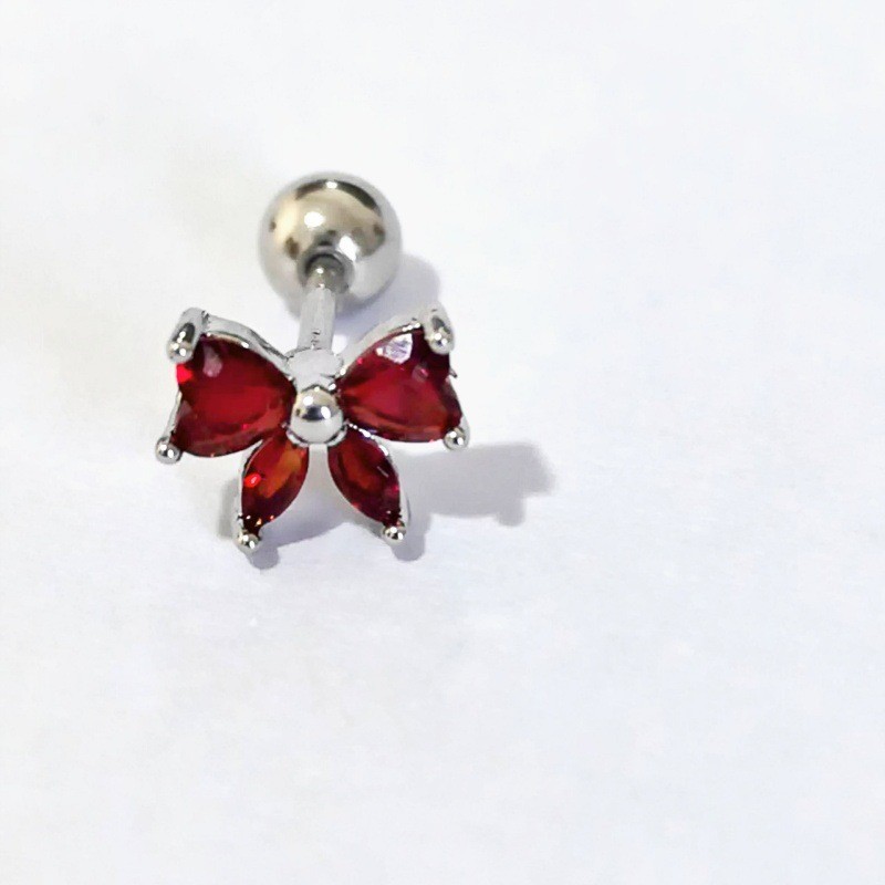 Butterfly Bowknot 18K Gold Plated Zircon Titanium Steel Ear Cartilage Stud Earrings for Women detail image 7