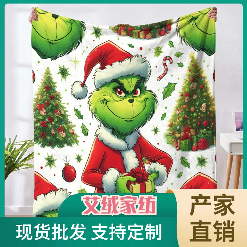 Фланцевые одеяла Greench Зеленые меховые монстры серии Крышные одеяла для домашнего офиса одеяла для завтрака осень-зима фланелевые одеяла