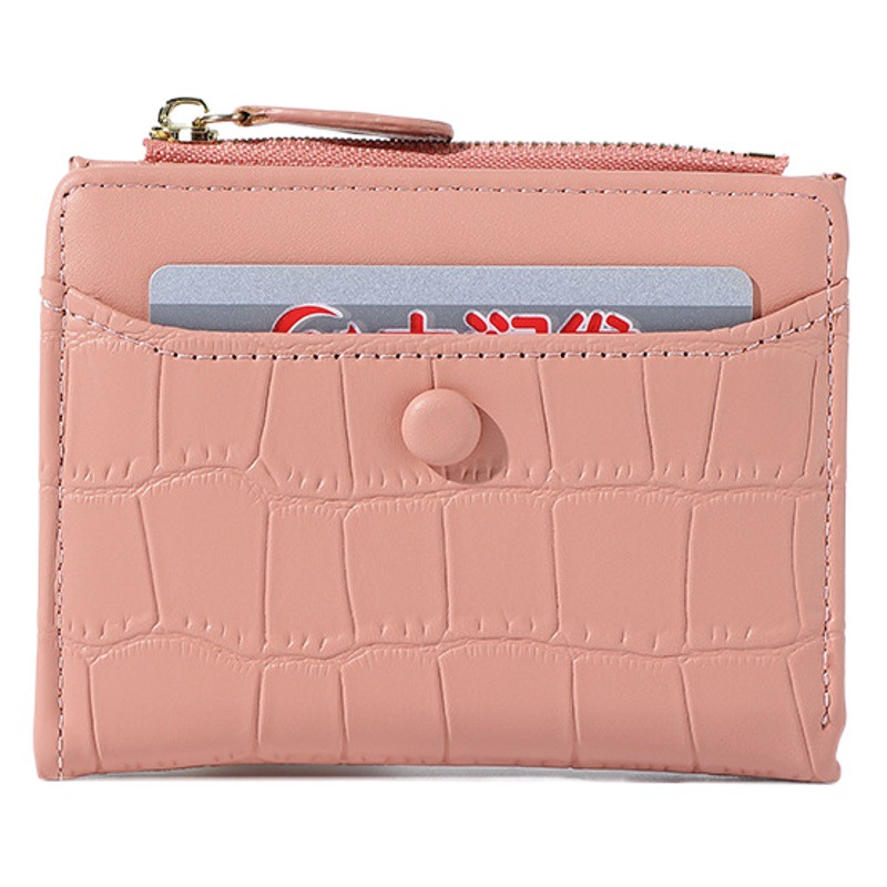 Haitao nueva billetera doble cremallera corta pu monedero de moda de gran capacidad Multi-Tarjeta billetera de mujer