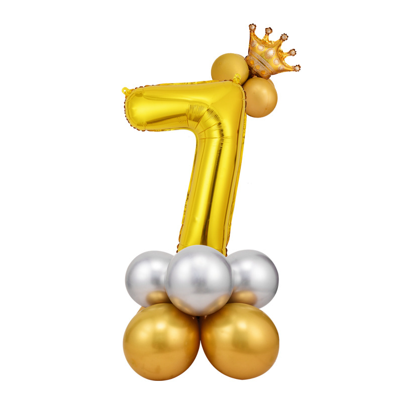 0-9 cumpleaños digital globo columna bebé un mes de edad diseño carretera globo fiesta decoración corona película de aluminio