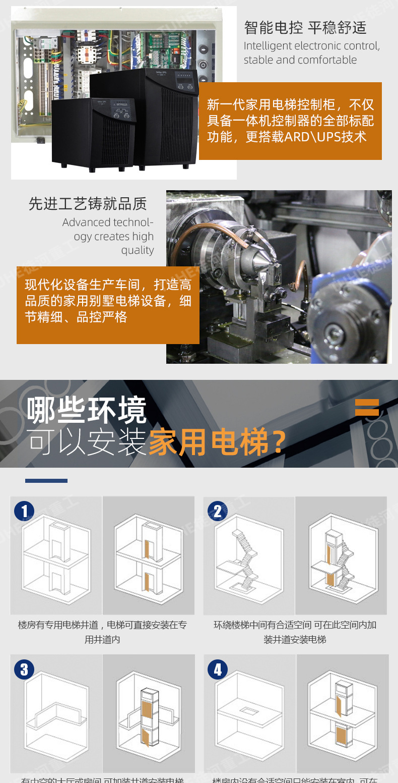 Home Elevator for Villas, Indoor Hydraulic Lift for Second and Third Floors, Family Duplex Attic Home Decoration Staircase, Smart Lift
