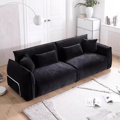 フランスのレトロな中古風の黒い直列のシェニールのシンプルなデザイナーの客間の小さい部屋型の3人の布芸のソファー