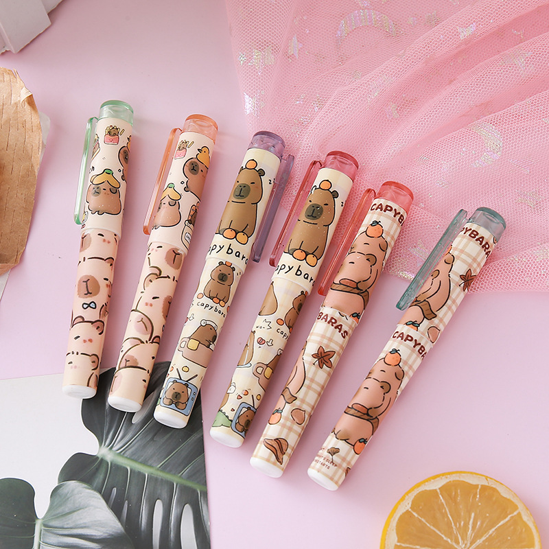 Resaltador Kapibala Resaltador de bolsillo portátil creativo para estudiantes Pluma de marcado de color oblicuo Bolígrafo de cuenta manual al por mayor