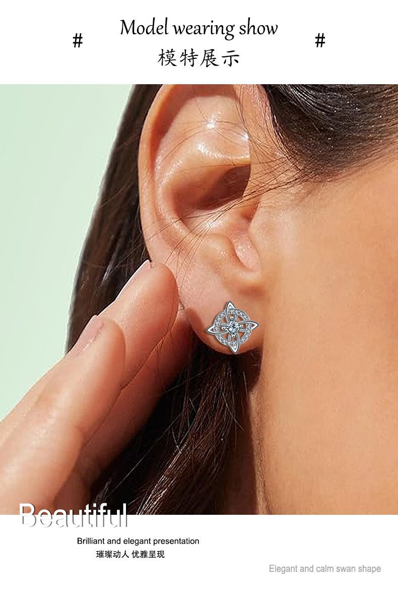 Grenzüberschreitende S925-Sterlingsilber-Keltische Knoten-Ohrstecker für Frauen, modische hochwertige Ohrringe mit Zirkonia, einzigartige persönliche Ohrringkollektion