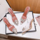 Women's 2024 Sandals New Summer Cyber Celebrity Transparent Crystal Fairy Style Stiletto Heel Pointed High Heels Ins Trendy