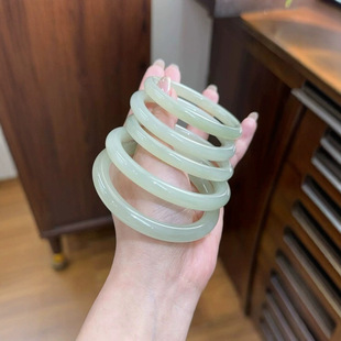 Jin Yutang Xinjiang Hetian Yuqing Water Beauty Bracelet New Each Ice Ice Permeable Cost-effective Ring Complete