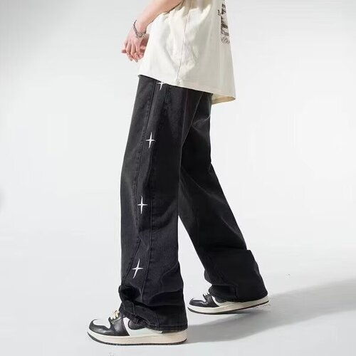 Stylish Niche Men's Jeans 2025 Spring and Autumn Season American Street High Fashion Retro Distressed Wide Leg Long Pants