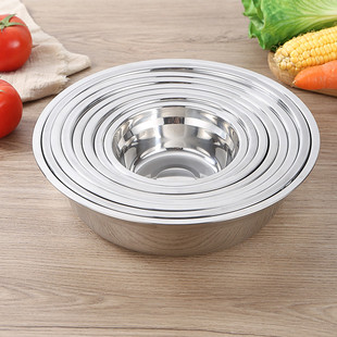 201 Stainless Steel Soup Basin Kitchen Seasoning Basin Small Basin Mixing Basin Vegetable Basin Canteen Soup Bowl and Noodle Stainless Steel