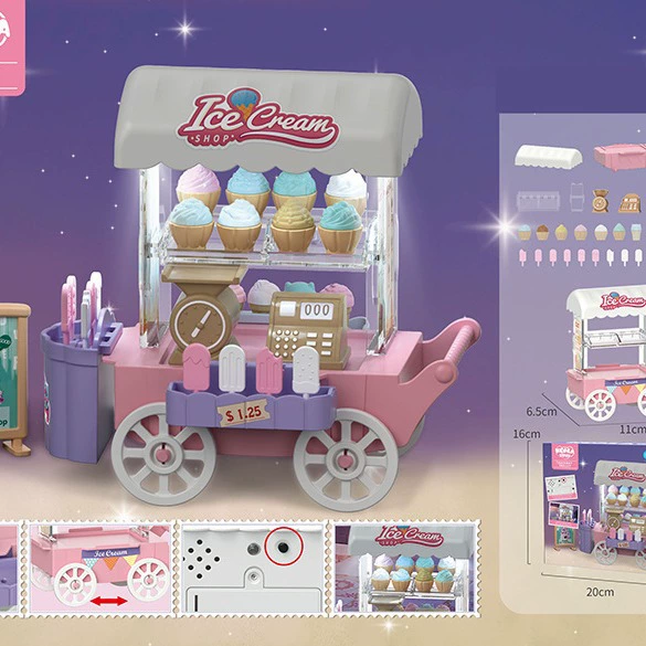 Дневник коалы Мороженое Распродажа Автомобиль Мороженое Тележка Мороженое Комплект Мороженое Автомобиль
