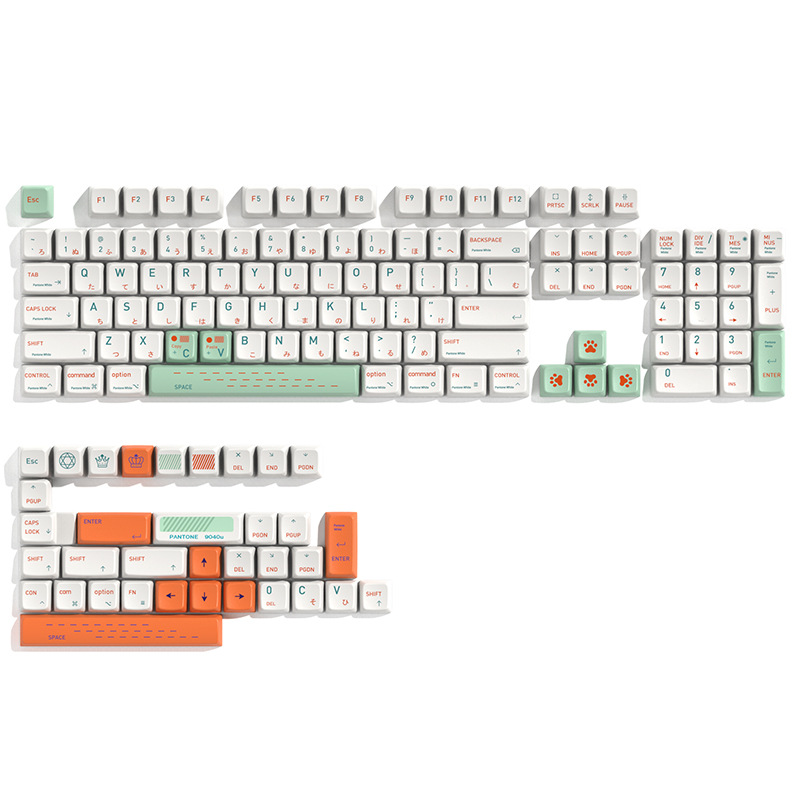 Teclas de perfil XDA de material PBT, totalmente sublimadas, estilo máquina rojo y blanco, juego completo de teclas universales para teclado mecánico.