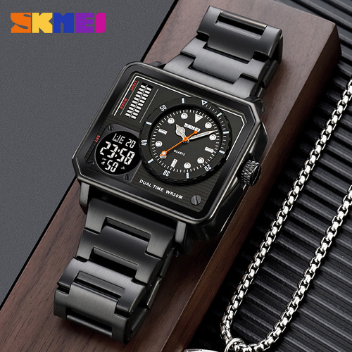 Shimei Large Steel Strap Dual Time Electronic Watch Multifunctional Sports Trendy Fashionista's Versatile Watch Dropshipping