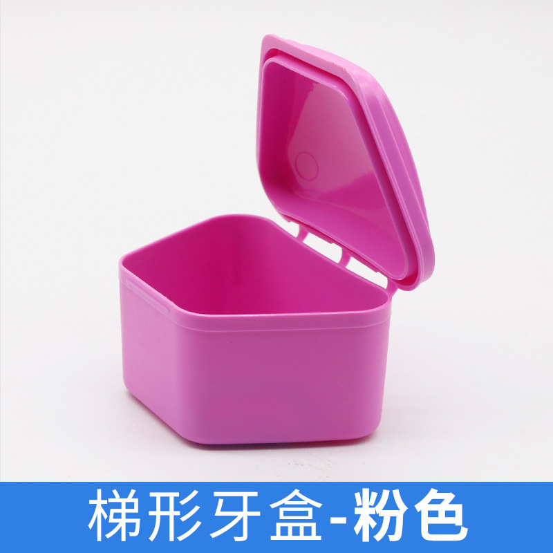 Dental caja de dientes de color caja trapezoidal caja de almacenamiento de dientes titular caja de dentadura caja corrector caja de dientes caja de tirantes