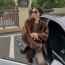 『花漾时光』超高克重加厚双色貂绒皮草轻奢浴袍式大衣女2025新款