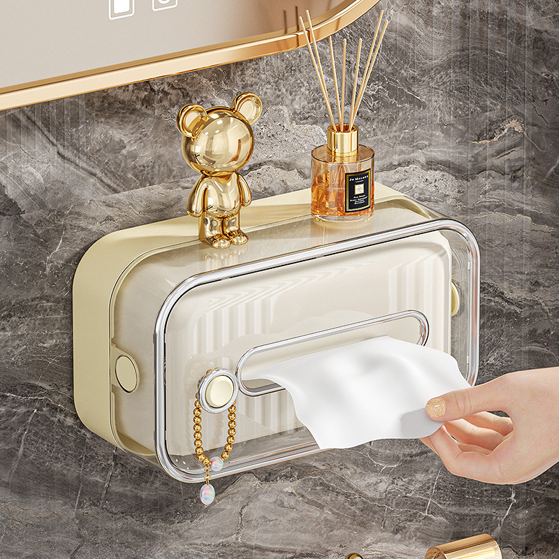 Caja de toallas de papel de lujo ligero la Mesa de café de la Sala de estar de sentido Superior acepta la Caja de toallas de papel, baño sin perforación, caja de toallas de papel colgada en la pared