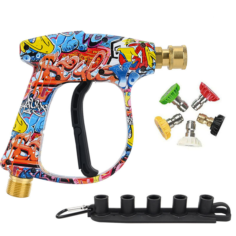 máquina de limpieza de alta presión pistola de agua de lavado de automóviles 5 boquillas de color en forma de ventilador 750 espuma de polietileno pintada cabeza de pistola de agua M22 pistola de agua
