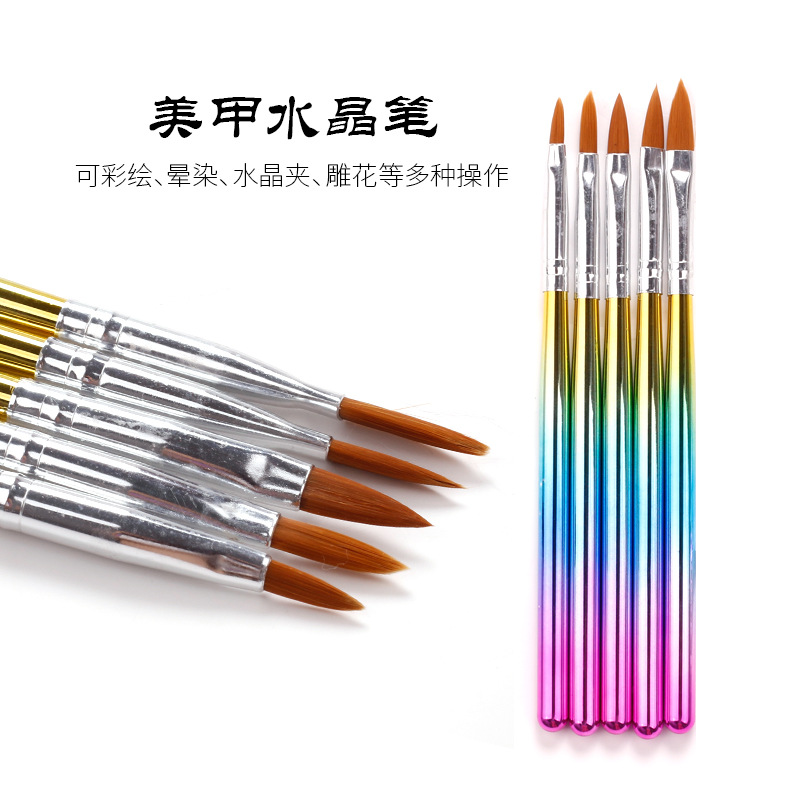 Transfronterizo suministro directo de lápiz floral de manicuras 8 lápiz dentado pétalos de pintura de lápiz de cristal de manicuras galvanizado con gradiente
