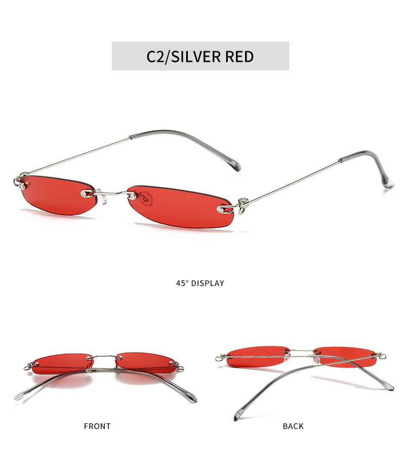 Cross Border New European And American Personality Small Frame Sunglasses Fashionable Frameless Trend Sunglasses Ultra Light Versatile Mini Glasses_voghion.com