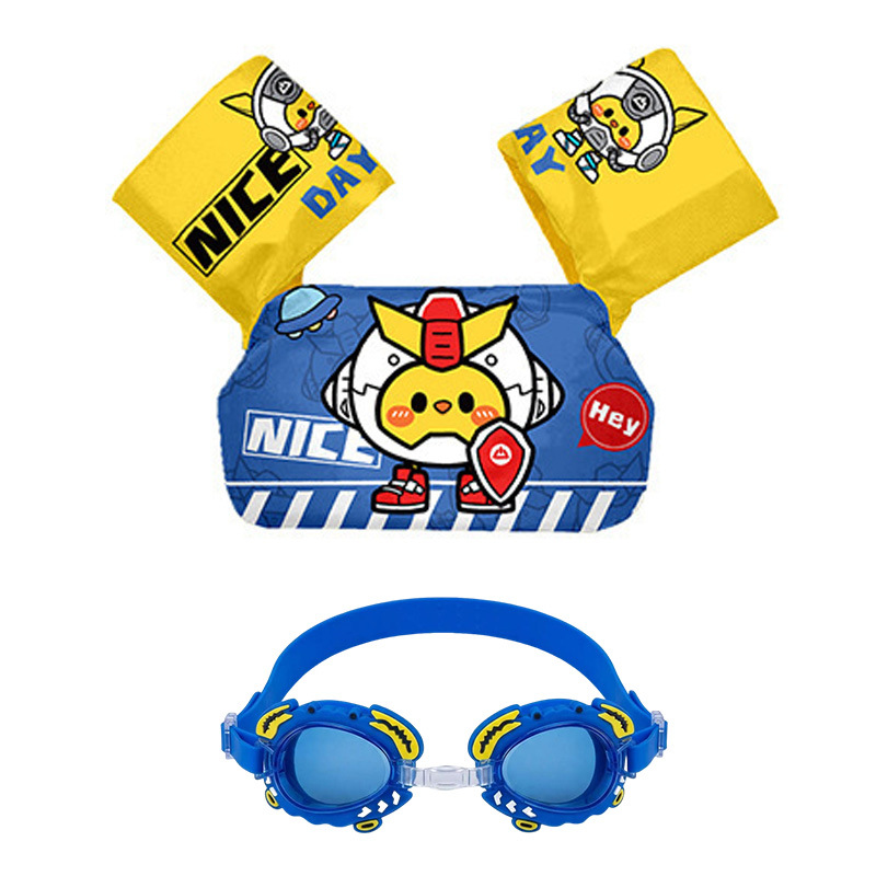 Chaleco flotante infantil de dibujos animados grueso chaleco de natación para niños combinación de gafas de natación pony image 26