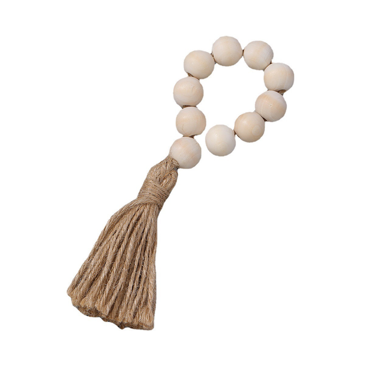 Amazon cuentas de madera borla servilleta anillo pastoral estilo registro servilleta hebilla tejida a mano cuerda de cáñamo servilleta anillo de tela de boca