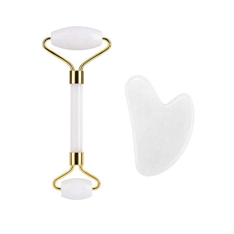 Amazon Pembe Kristal Jade Çift Başlı Masaj Rulörü Kalp Şekli Kazıyıcı Özel Masaj Kazıyıcı Taş Stokta