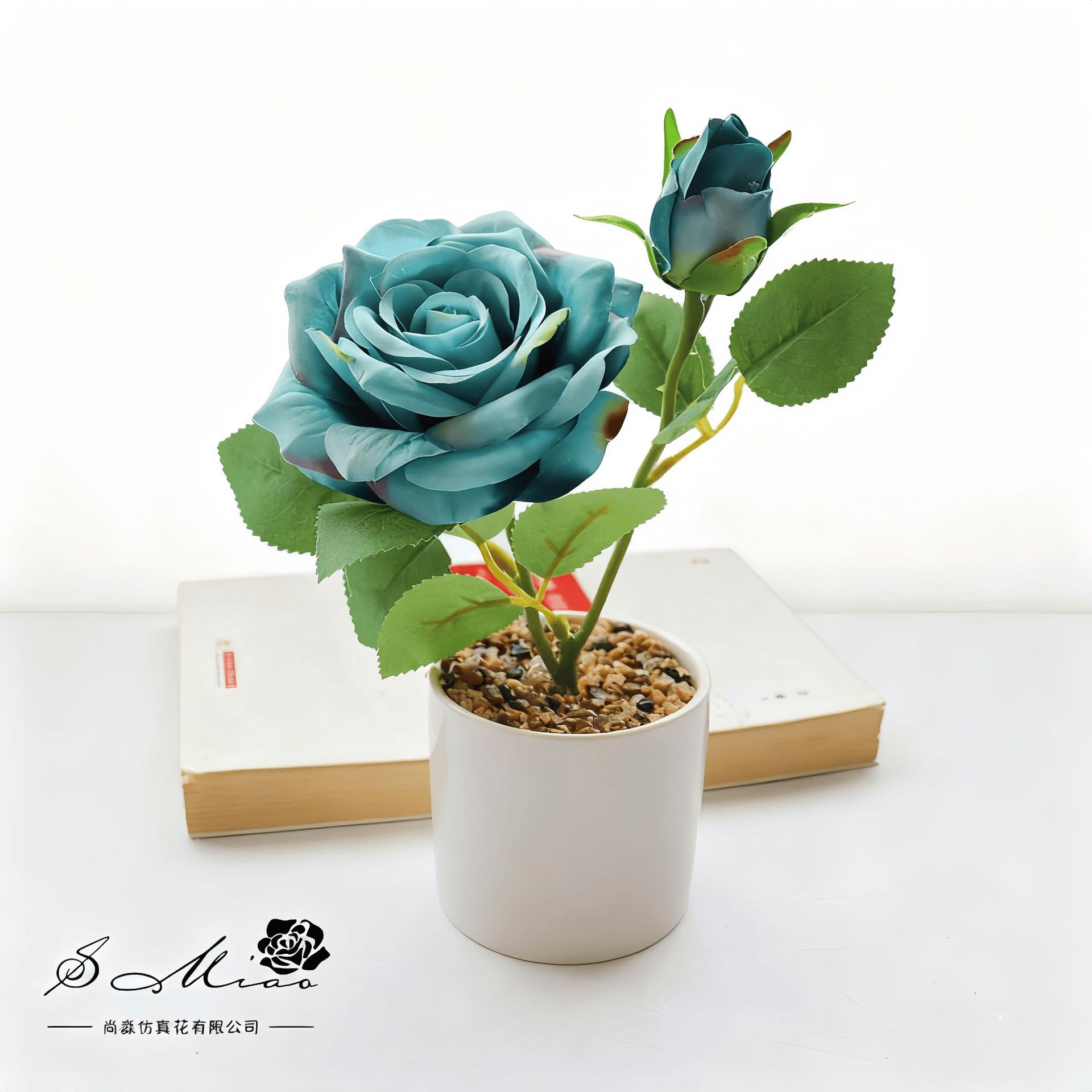 Flores falsas de alta calidad europea rosa bonsai flor de simulación decoración creativa de moda plantación verde artificial simulación maceta