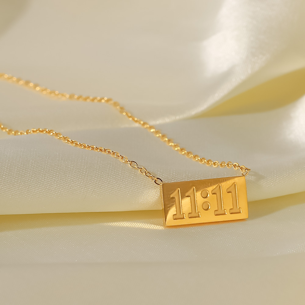 Fashion Number Rectangle Stainless Steel Pendant Necklace Plating Stainless Steel Necklaces