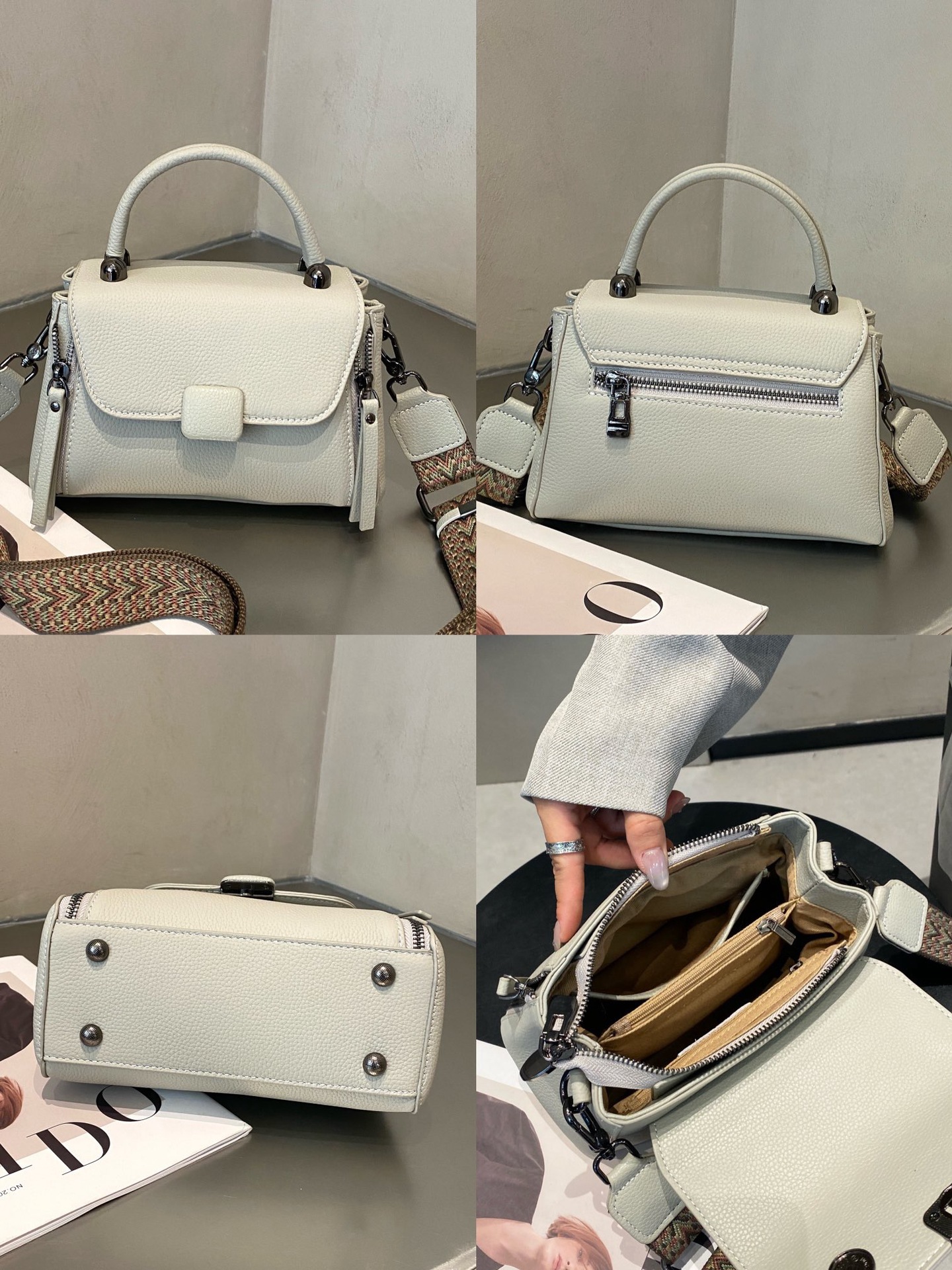 Cross-Border Retro Genuine Leather Boston Bag, Simple Versatile Fashion Shoulder Bag, Luxury High-End Women's Handbag - Thumbnail 8